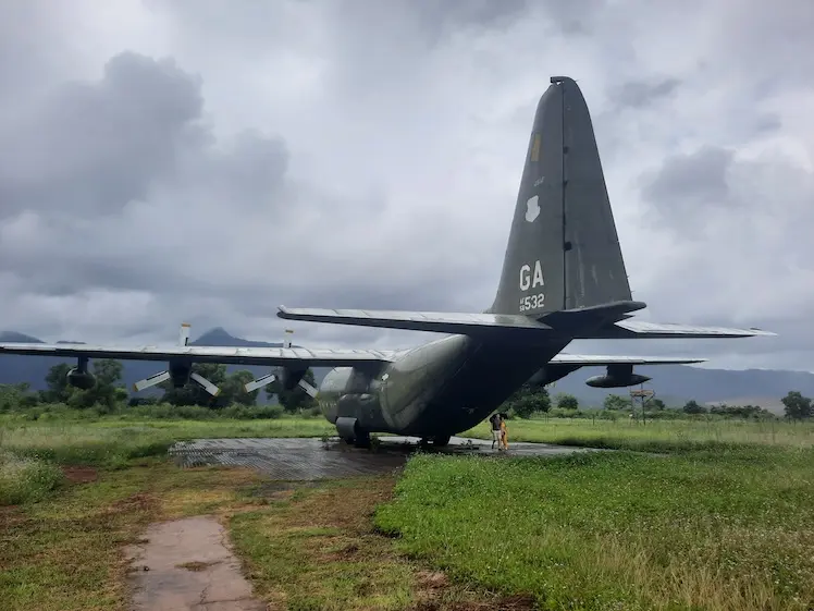 khe-san-combat-base Vliegtuig bij Khe San Combat Base.